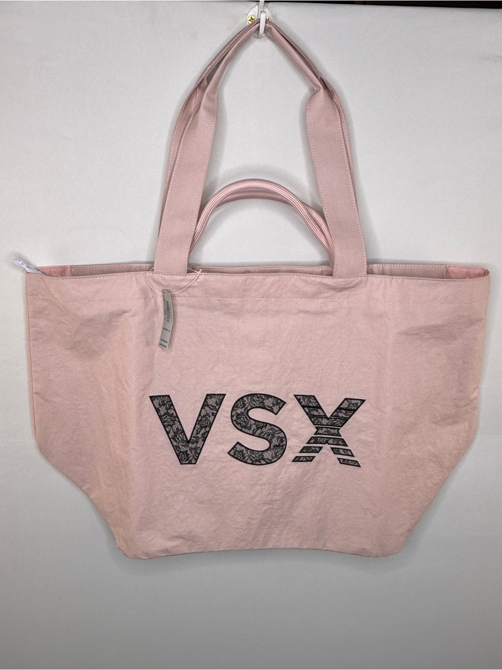 Victoria's Secret VSX Large Light Pink Logo Tote Bag Gym Travel Weekender - Picture 2 of 11